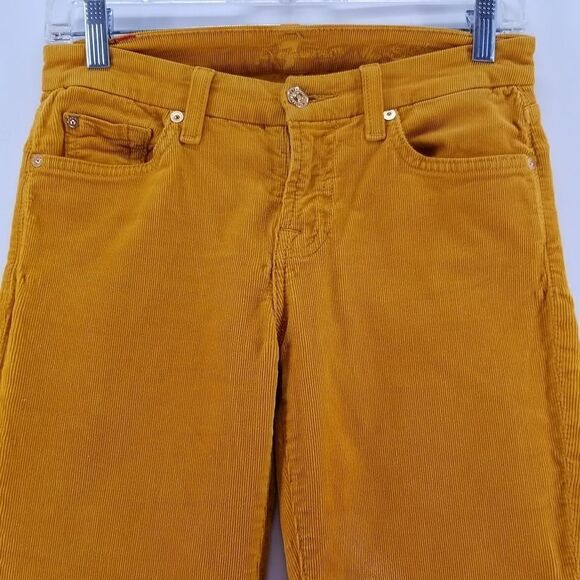 7 for All Mankind Corduroy Pants Women's Size 25 Skinny Bronze Gold 5 Pocket - Picture 2 of 8